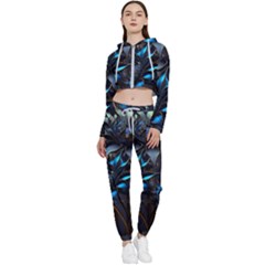 Flower Metal Flowers Sculpture Cropped Zip Up Lounge Set by Ravend