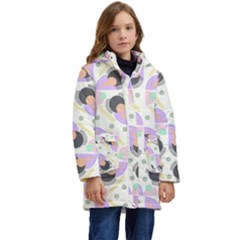 Pattern Pastel Drawing Art Kid s Hooded Longline Puffer Jacket by Uceng