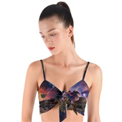 Lake Galaxy Stars Science Fiction Woven Tie Front Bralet by Uceng