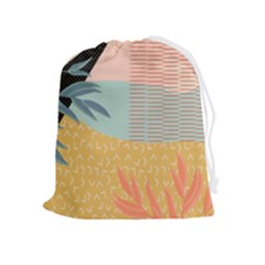 Leaves Pattern Design Colorful Drawstring Pouch (xl) by Uceng