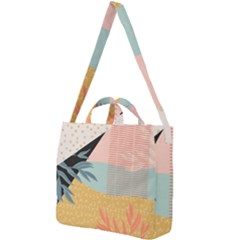 Leaves Pattern Design Colorful Square Shoulder Tote Bag by Uceng