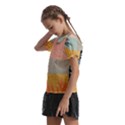 Leaves Pattern Design Colorful Kids  Frill Chiffon Blouse View2