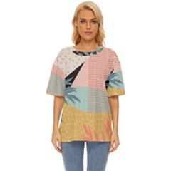 Leaves Pattern Design Colorful Oversized Basic Tee by Uceng