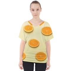 Fruite Orange V-neck Dolman Drape Top by artworkshop