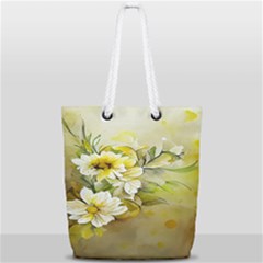 Watercolor Yellow And-white Flower Background Full Print Rope Handle Tote (small) by artworkshop