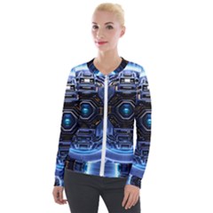 Ai Generated Digital Technology Computer Internet Velvet Zip Up Jacket by Ravend