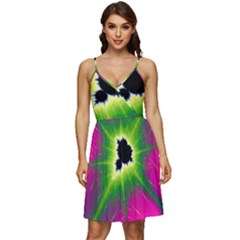 Fractal Art Math Abstract Artwork Pink Magenta V-neck Pocket Summer Dress  by Ravend