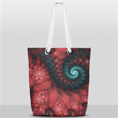 Fractal Spiral Vortex Pattern Art Digital Full Print Rope Handle Tote (small) by Ravend
