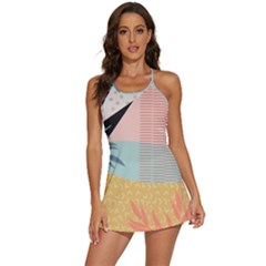 Leaves Pattern Design Colorful Decorative Texture 2-in-1 Flare Activity Dress by Ravend