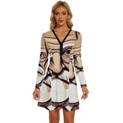 Ai Generated Psychotherapist Psychology Therapy Long Sleeve Deep V Mini Dress  by danenraven