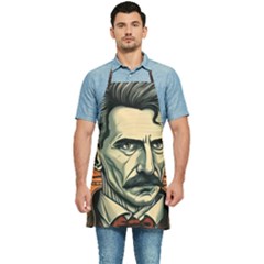 Ai Generated Nikola Tesla Tesla Nikolas Electricity Kitchen Apron by danenraven
