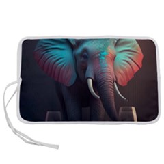 Ai Generated Elephant Tusks Trunk Wildlife Africa Pen Storage Case (l) by danenraven