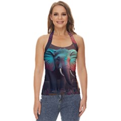Ai Generated Elephant Tusks Trunk Wildlife Africa Basic Halter Top by danenraven