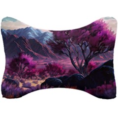 Landscape Landscape Painting Purple Purple Trees Seat Head Rest Cushion by danenraven