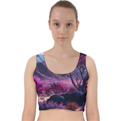 Landscape Landscape Painting Purple Purple Trees Velvet Racer Back Crop Top by danenraven