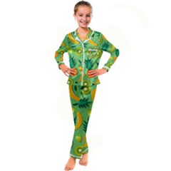 Fruit Tropical Pattern Design Art Pattern Kid s Satin Long Sleeve Pajamas Set by Ravend