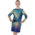 Oil Painting Night Scenery Fantasy Long Sleeve Hoodie Dress View1