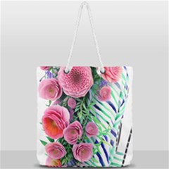 Adorned Watercolor Flowers Full Print Rope Handle Tote (large) by GardenOfOphir