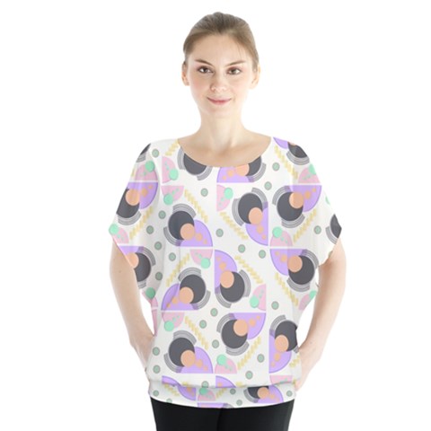 Pattern Pastel Drawing Art Batwing Chiffon Blouse by Ravend