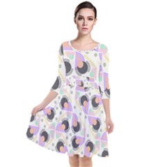 Pattern Pastel Drawing Art Quarter Sleeve Waist Band Dress by Ravend