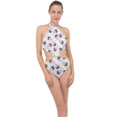Pattern Pastel Drawing Art Halter Side Cut Swimsuit by Ravend