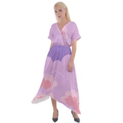 Sky Nature Sunset Clouds Space Fantasy Sunrise Cross Front Sharkbite Hem Maxi Dress by Ravend
