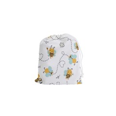 Bee Art Pattern Design Wallpaper Background Print Drawstring Pouch (xs) by Ravend