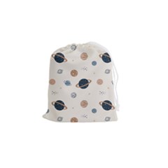 Space Planets Art Pattern Design Wallpaper Drawstring Pouch (small) by Ravend