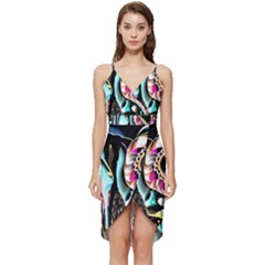 Garden Flower Nature Digital Art Abstract Wrap Frill Dress by Ravend