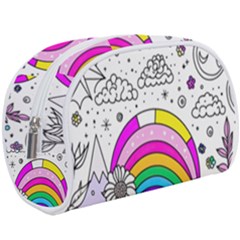 Rainbow Fun Cute Minimal Doodle Drawing Art Make Up Case (large) by Ravend