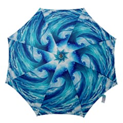 Tsunami Tidal Wave Ocean Waves Sea Nature Water Blue Painting Hook Handle Umbrellas (large) by Ravend