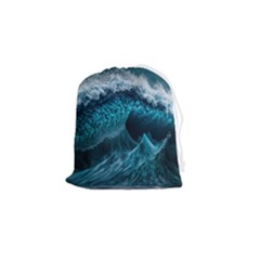 Tsunami Waves Ocean Sea Water Rough Seas 6 Drawstring Pouch (small) by Ravend