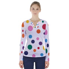 Polka Dot V-neck Long Sleeve Top by 8989