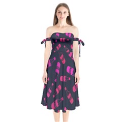 Wine Wine Bottles Background Graphic Shoulder Tie Bardot Midi Dress by Ravend