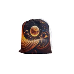 Ai Generated Swirl Space Design Fractal Light Abstract Drawstring Pouch (small) by Ravend
