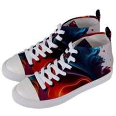 Ai Generated Swirl Splash Blaze Design Art Women s Mid-top Canvas Sneakers by Ravend