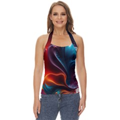 Ai Generated Swirl Splash Blaze Design Art Basic Halter Top by Ravend