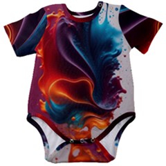 Ai Generated Swirl Splash Blaze Design Art Baby Short Sleeve Bodysuit by Ravend