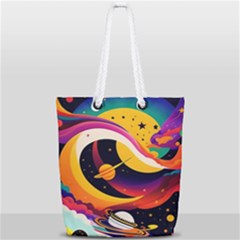 Ai Generated Moon Art Design Graphic Shape Full Print Rope Handle Tote (small) by Ravend