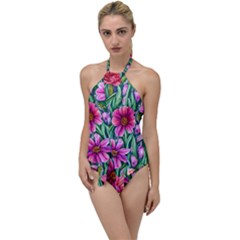 Cheerful And Cheery Blooms Go With The Flow One Piece Swimsuit by GardenOfOphir
