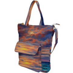 Serene Sunset Over Beach Shoulder Tote Bag by GardenOfOphir