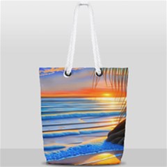 Tropical Sunset Full Print Rope Handle Tote (small) by GardenOfOphir