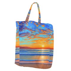 Golden Sunsets Over The Ocean Giant Grocery Tote by GardenOfOphir