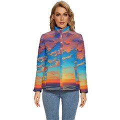 Waves Crashing On The Shore Women s Puffer Bubble Jacket Coat by GardenOfOphir