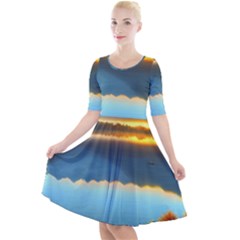 Gorgeous Lake Quarter Sleeve A-line Dress by GardenOfOphir
