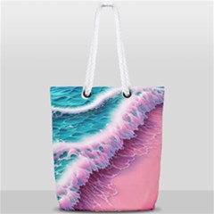 Summer Waves In Pink Ii Full Print Rope Handle Tote (small) by GardenOfOphir