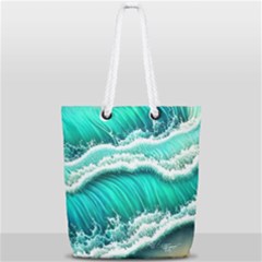 Ocean Waves Design In Pastel Colors Full Print Rope Handle Tote (small) by GardenOfOphir