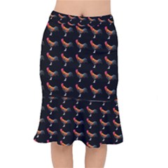 Background Pattern Chicken Fowl Cockerel Livestock Short Mermaid Skirt by Ravend