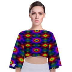 Colorfull Wallpaper Tie Back Butterfly Sleeve Chiffon Top by artworkshop