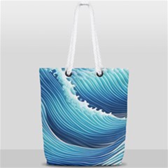 Simple Summer Wave Pattern Full Print Rope Handle Tote (small) by GardenOfOphir